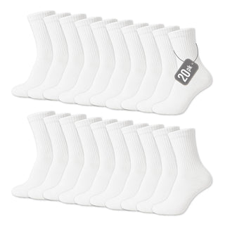 Mens 20PK Terry White Sports Socks
